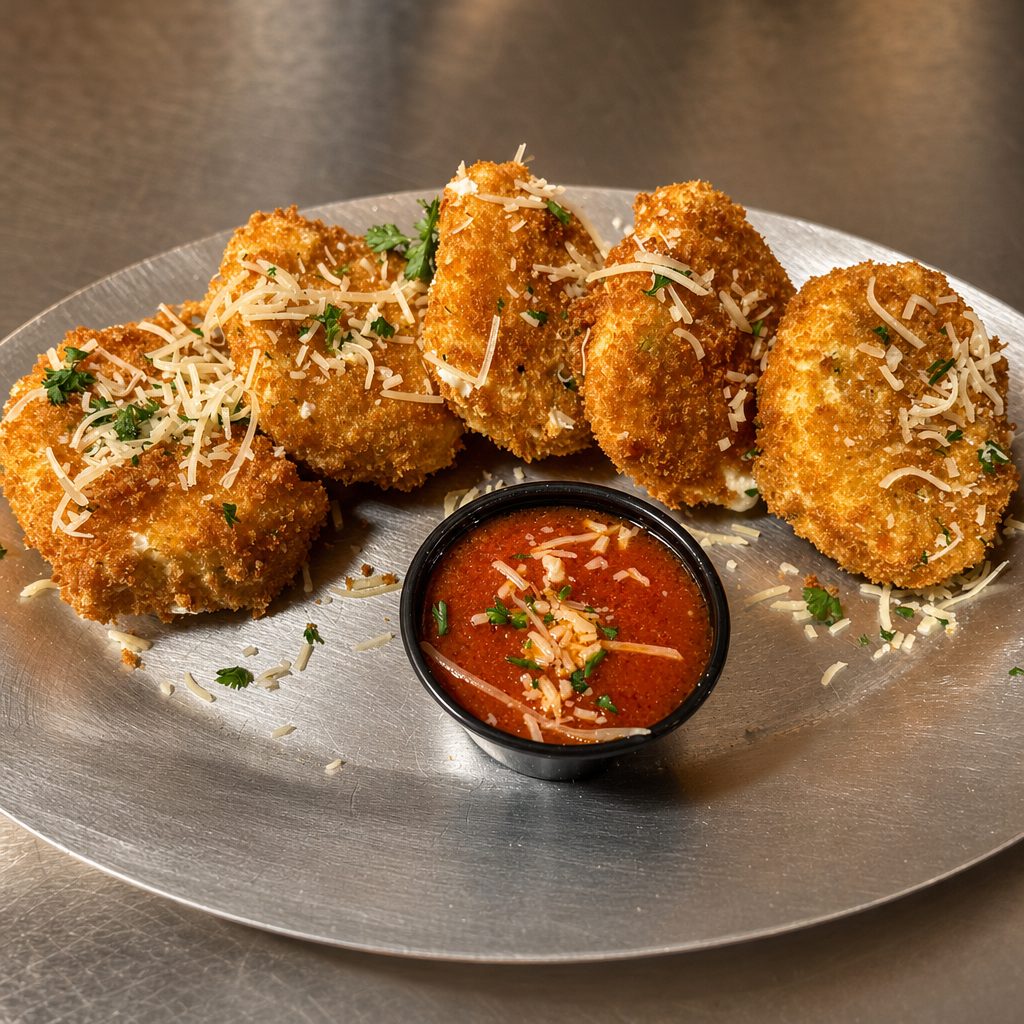 Fried Mozzarella Circles.