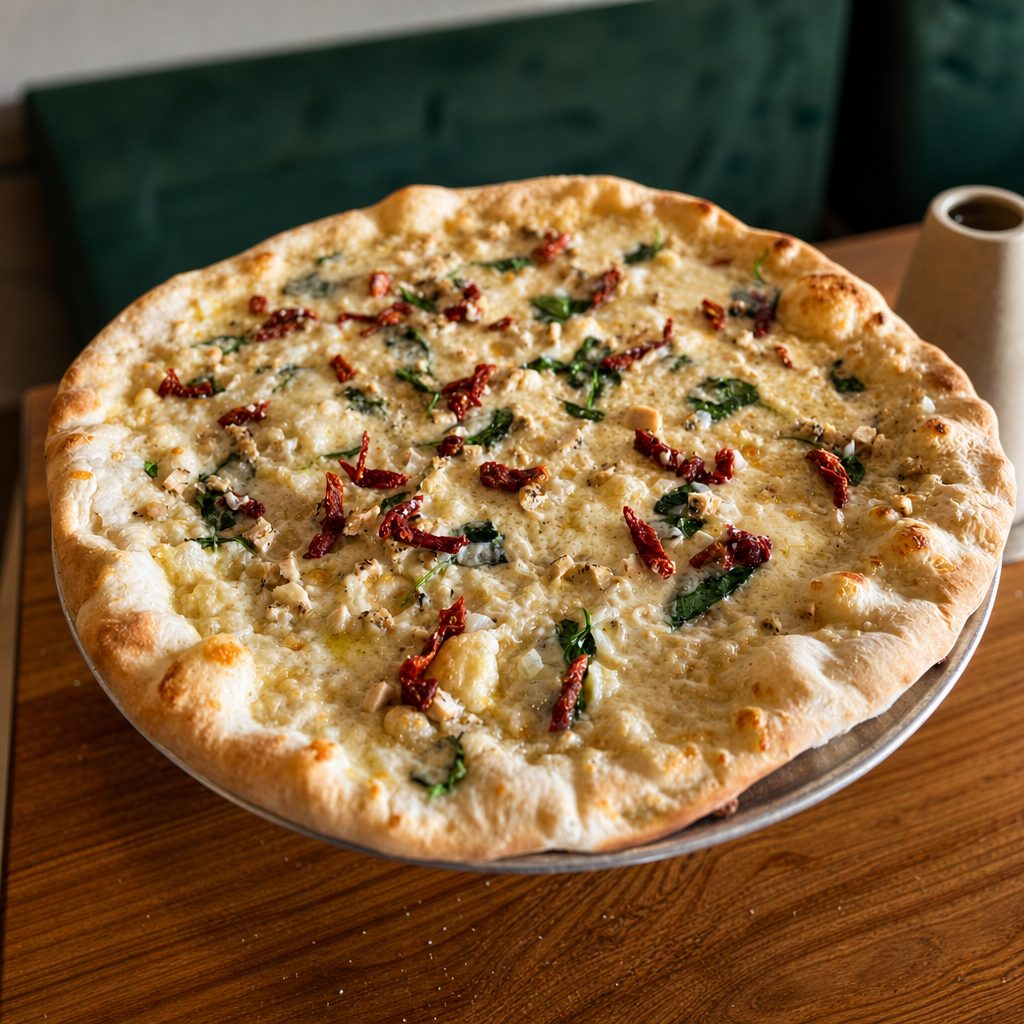 12" Chicken Alfredo Pizza.